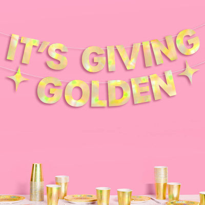 It's Giving Golden Banner - gold foil banner