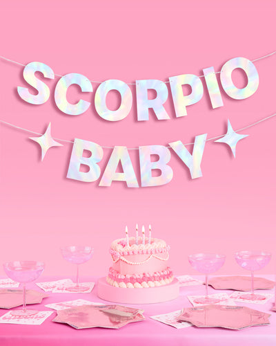Scorpio Baby Banner - iridescent foil banner