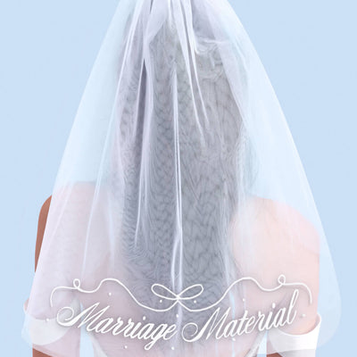Marriage Material Veil - embroidered veil w/ pearls