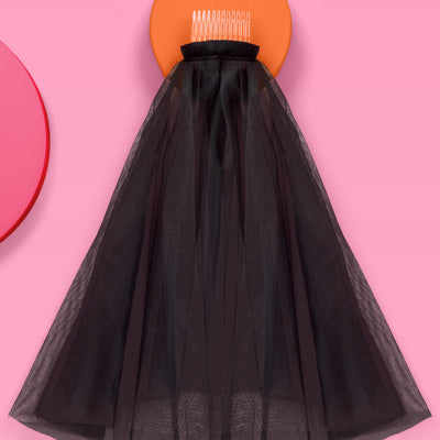 Bride or Die Veil - black tulle veil