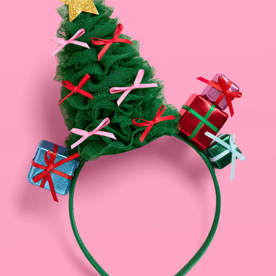 Christmas Tree Headband - green tulle headband