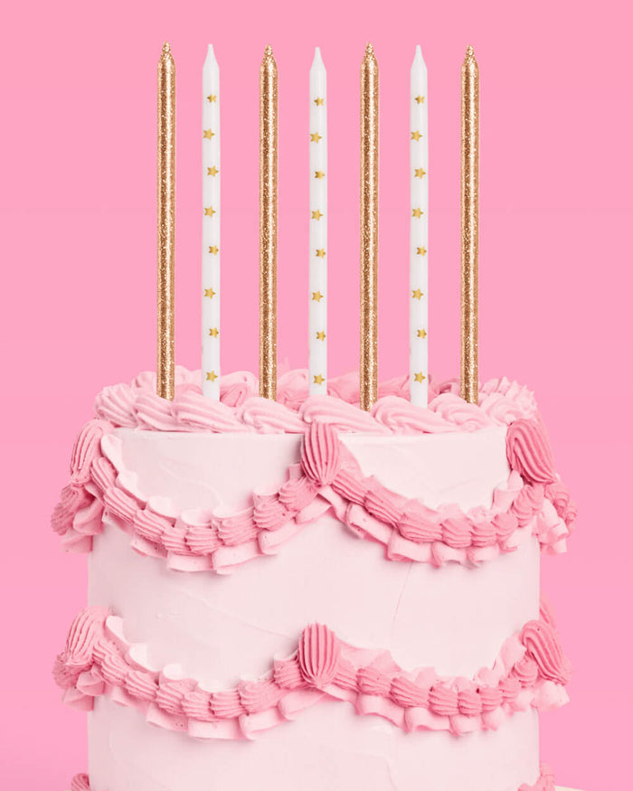 Wish Upon A Star Candles - 10 gold glitter candles