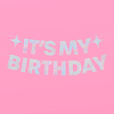 Shimmer Birthday Banner - holographic foil banner