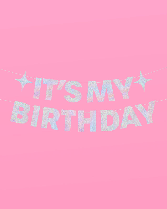 Shimmer Birthday Banner - holographic foil banner