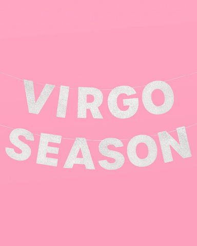 Virgo Season Banner - silver glitter banner
