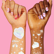 Cheers Birthday Tattoos - 96 iridescent temporary tattoos