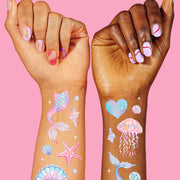 Pearlescent Mermaid Temporary Tattoos - 52 tattoos