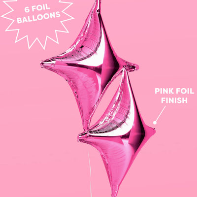 Pink Sparkle Balloon - 6 pc silver foil set