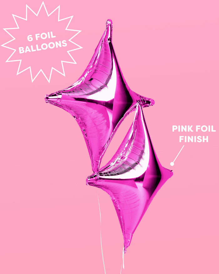 Pink Sparkle Balloon - 6 pc silver foil set