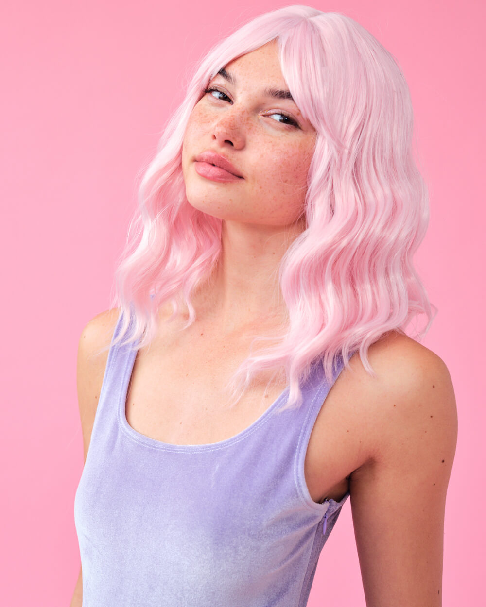 Pretty in Pink Wig - pastel pink wig