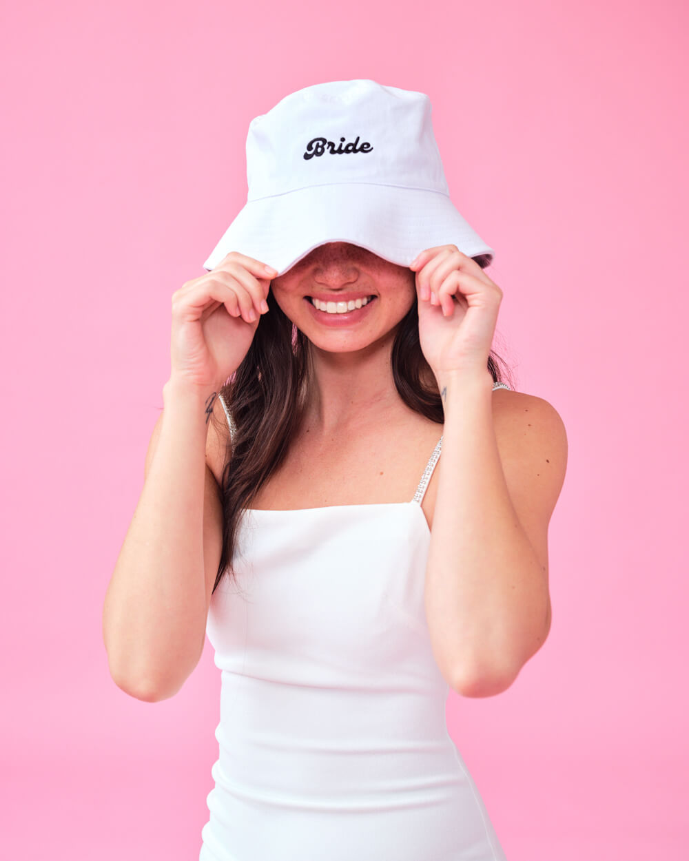 Bride Bucket Hat - embroidered cotton hat