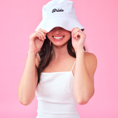 Bride Bucket Hat - embroidered cotton hat