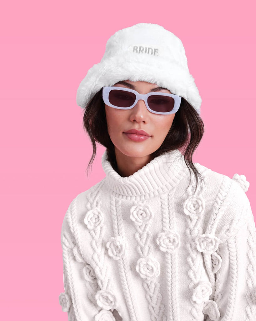 Cloud Nine Bucket Hat - embroidered fur hat | xo, Fetti