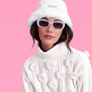 Cloud Nine Bucket Hat - embroidered fur hat