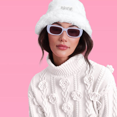 Cloud Nine Bucket Hat - embroidered fur hat