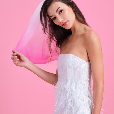 Let's Go Party Veil - pink ombre veil
