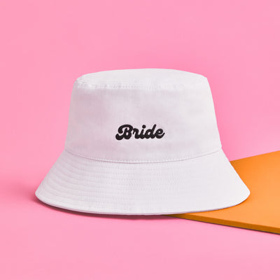 Bride Bucket Hat - embroidered cotton hat