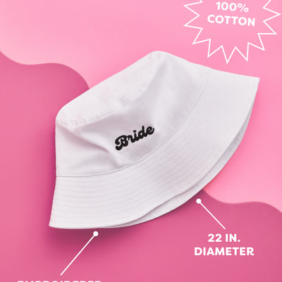 Bride Bucket Hat - embroidered cotton hat