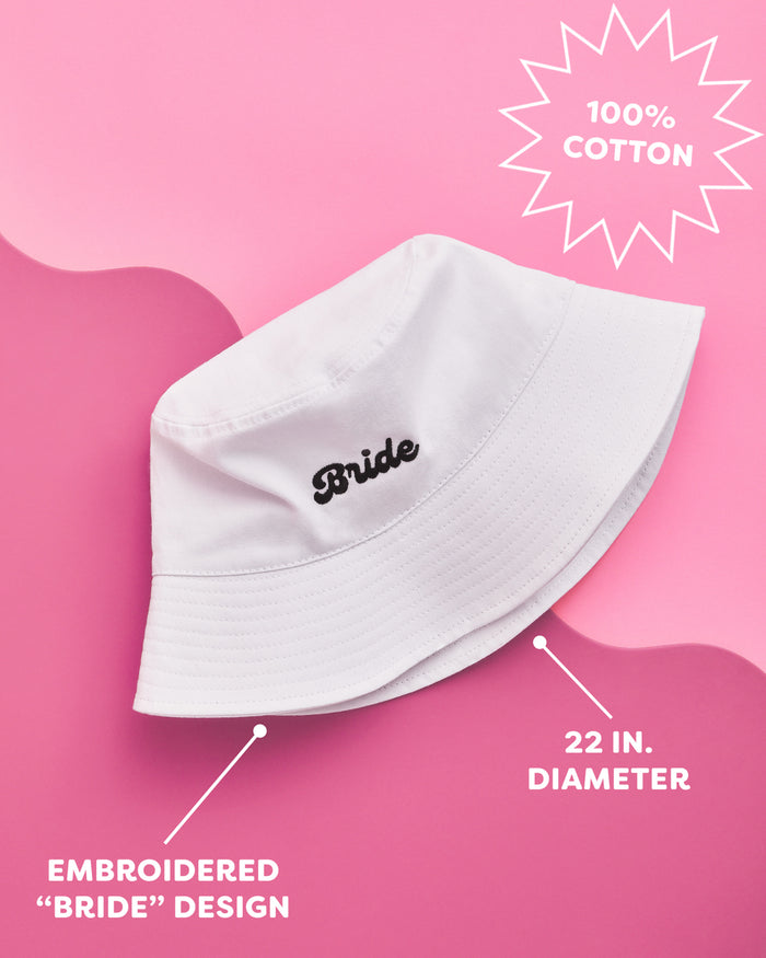 Bride Bucket Hat - embroidered cotton hat