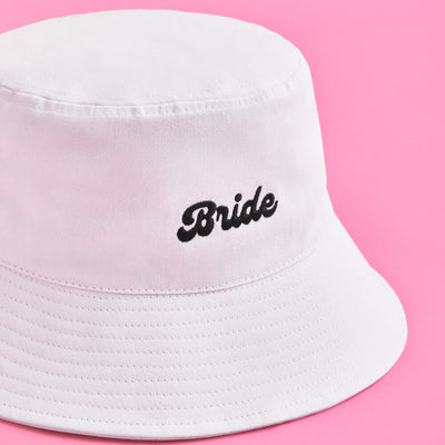 Bride Bucket Hat - embroidered cotton hat