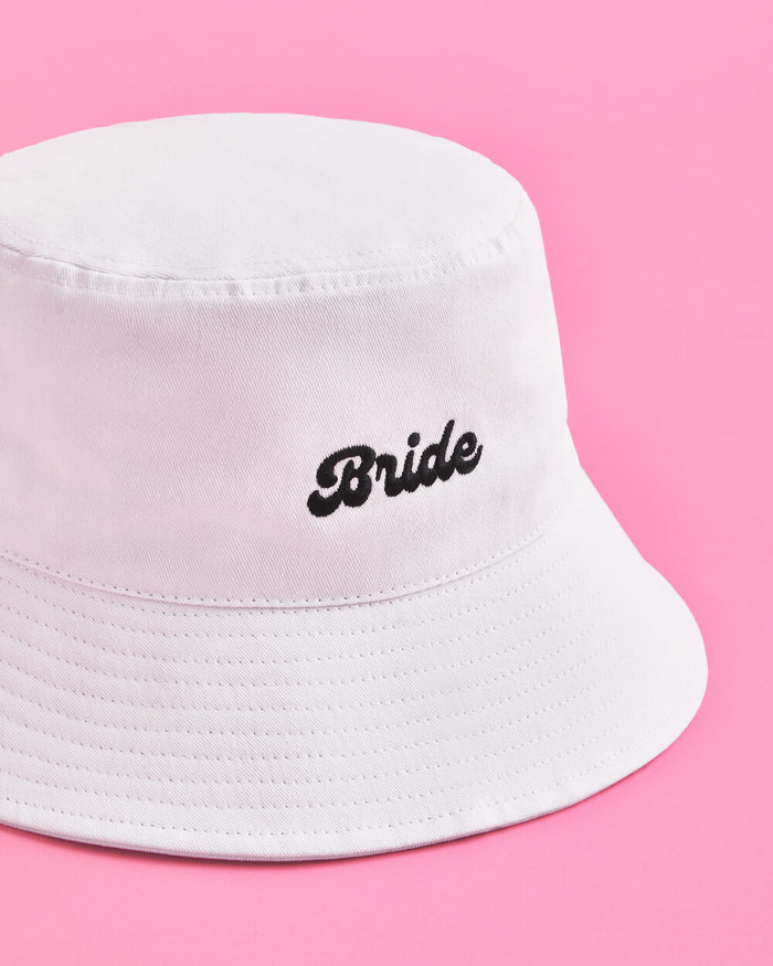 Bride Bucket Hat - embroidered cotton hat