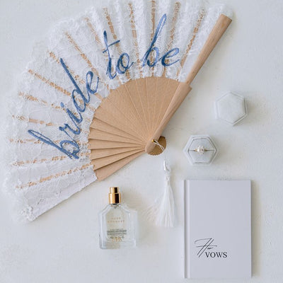 Bride to Be Fan - lace embroidered folding fan