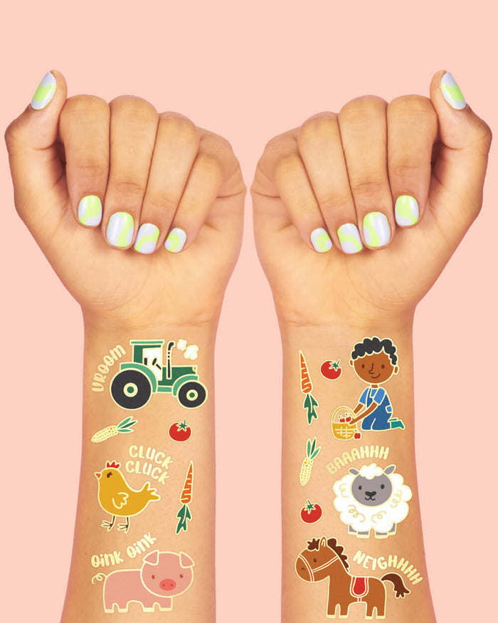 Farm Animal Tattoos - 30 glitter barnyard designs