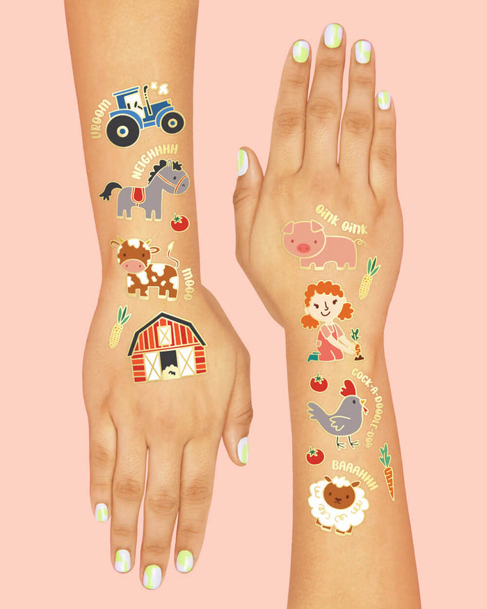 Farm Animal Tattoos - 30 glitter barnyard designs