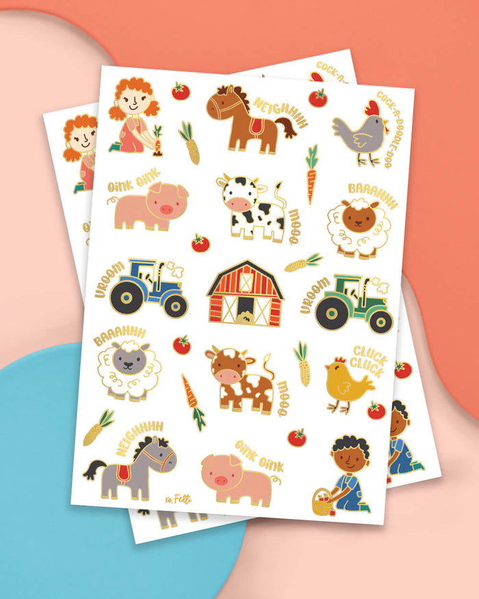Farm Animal Tattoos - 30 glitter barnyard designs