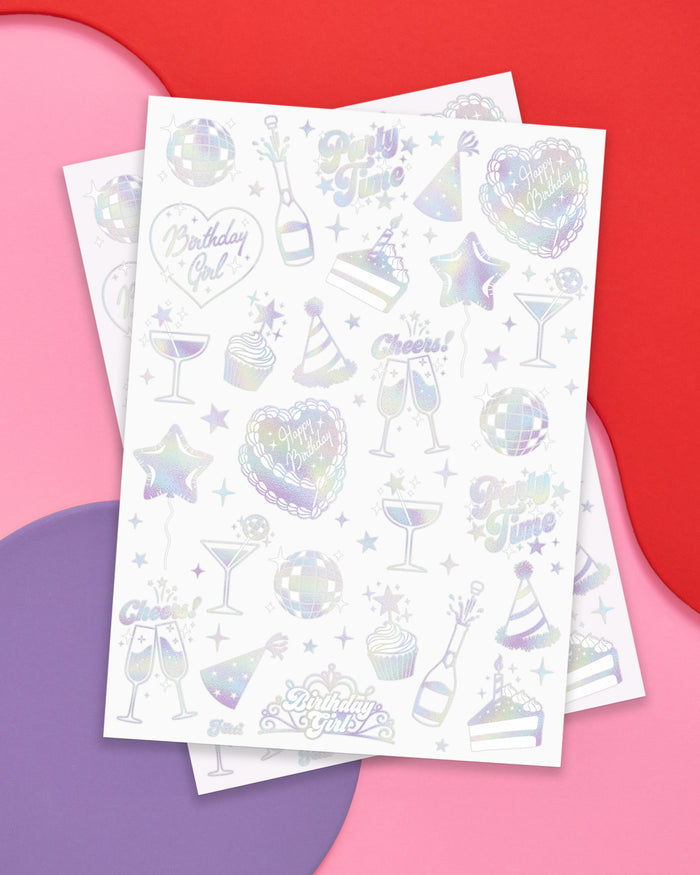 Cheers Birthday Tattoos - 96 iridescent temporary tattoos