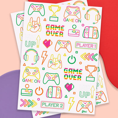 Neon Gamer Tattoos - 60 temporary tattoos