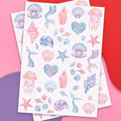 Pearlescent Mermaid Temporary Tattoos - 52 tattoos