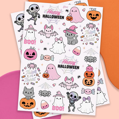 Pink Halloween Kawaii Tattoos - 50 temporary tattoos