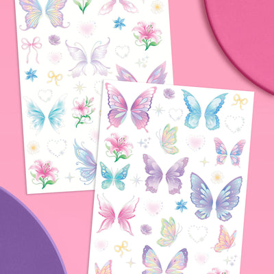Butterfly Face Tattoos - 80 pastel temporary tattoos