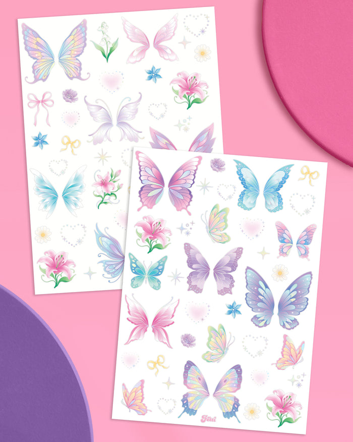 Butterfly Face Tattoos - 80 pastel temporary tattoos