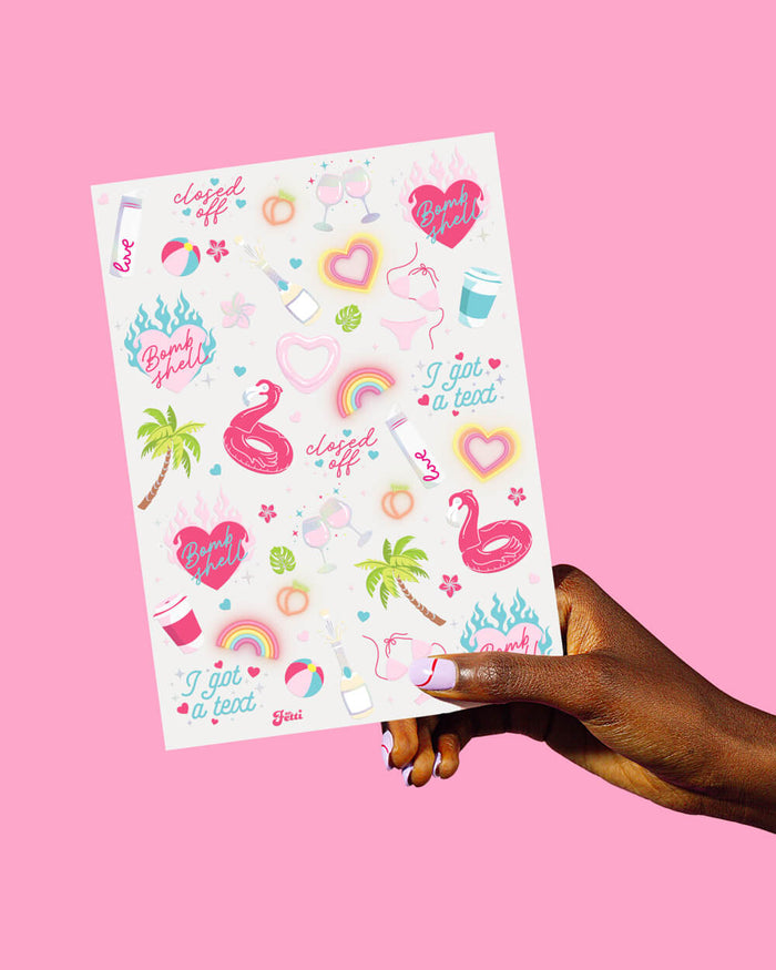 Love Island Tattoos - 2 temporary tattoo sheets