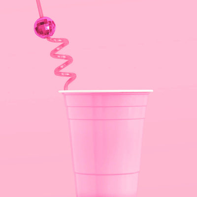 Pink Disco Straws - 16 reusable straws
