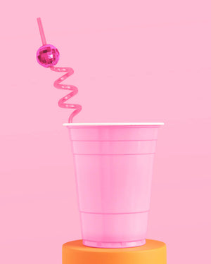 Pink Disco Straws - 16 reusable straws