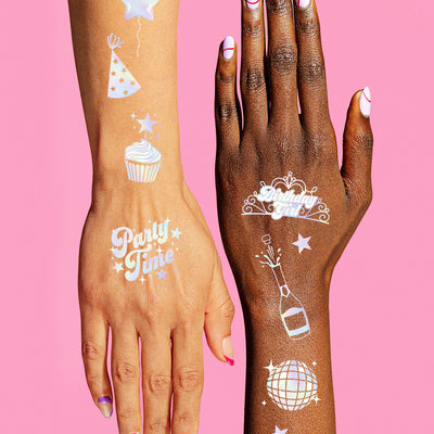 Cheers Birthday Tattoos - 96 iridescent temporary tattoos