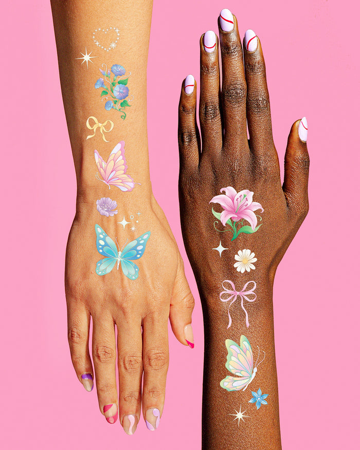 Butterfly Face Tattoos - 80 pastel temporary tattoos