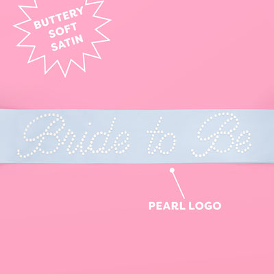 Pearl Blue Sash - blue silk + pearls