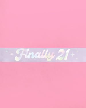 Finally 21 Sash - purple silk + foil