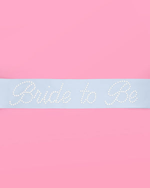 Pearl Blue Sash - blue silk + pearls