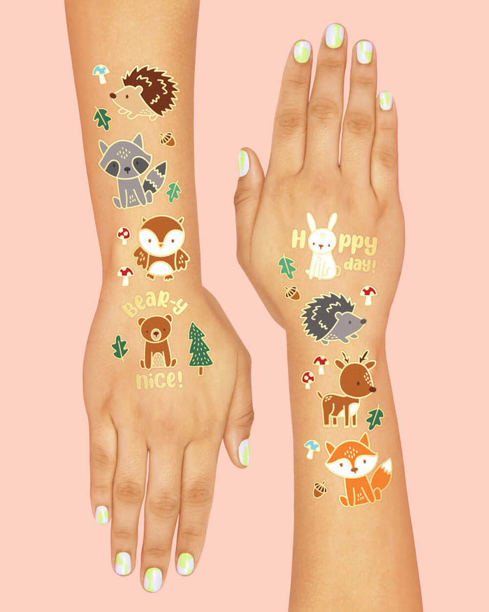 Woodland Animal Tattoos - 42 temporary tattoos