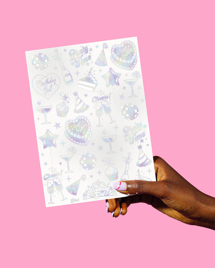 Cheers Birthday Tattoos - 96 iridescent temporary tattoos