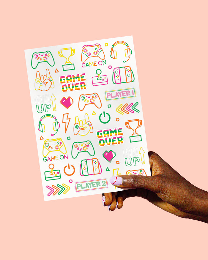 Neon Gamer Tattoos - 60 temporary tattoos