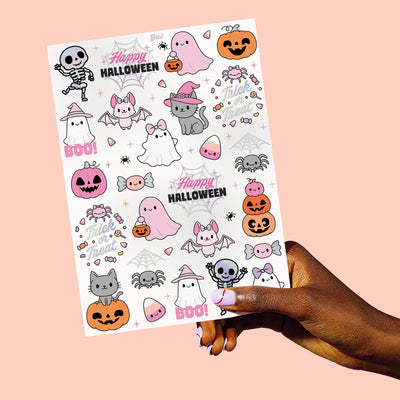 Pink Halloween Kawaii Tattoos - 50 temporary tattoos
