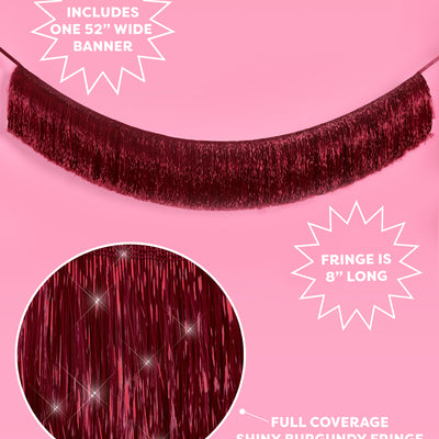 Merlot Fringe - maroon fringe banner