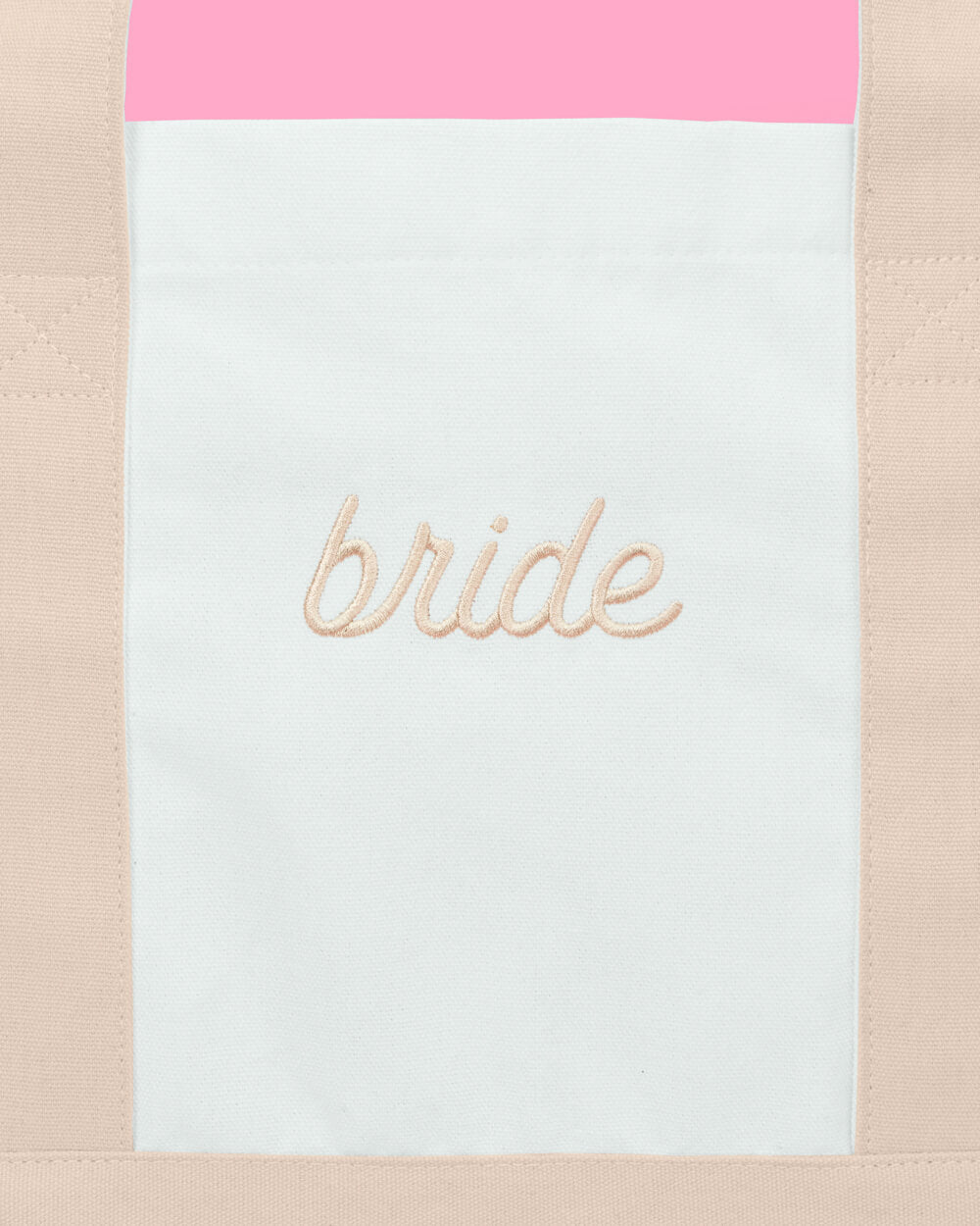 Beige Bride Tote - embroidered cotton tote