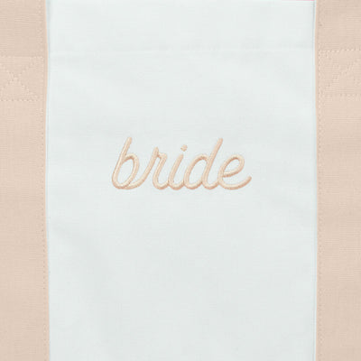 Beige Bride Tote - embroidered cotton tote